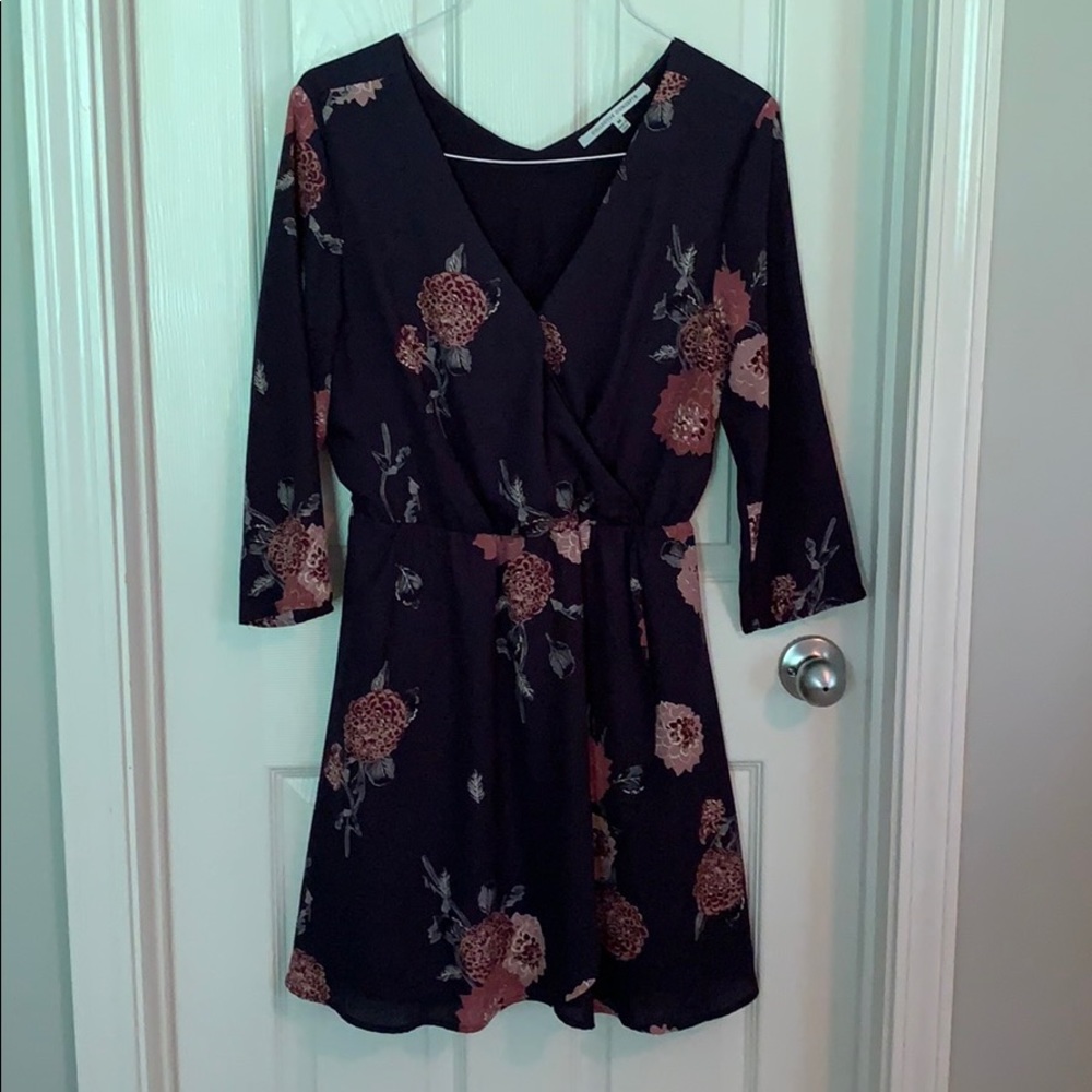 Silky floral short dress
